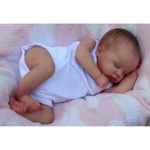 🆕19Inches Cloth Body Painted Hair Sleeping Newborn Realistic Baby Doll Girl